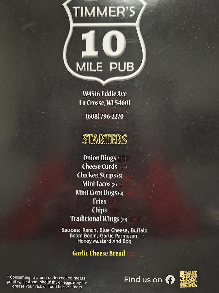 Timmer's 10 Mile Pub Menu image 2